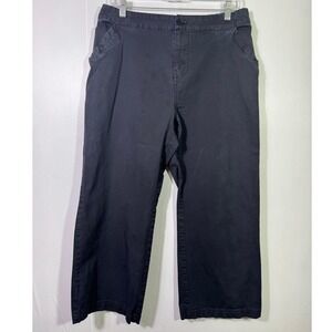 Pact Organic Cotton Cropped Wide Leg Twill Pants Navy Blue Size L Minimalist Eco